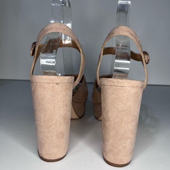 STEVE MADDEN Novia Velvet Cream Platform Chunky Heels Size 8 - Picture 6 of 8